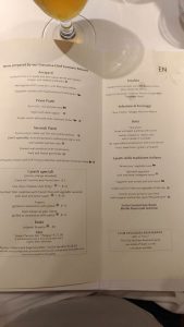 Sådan ser en typisk menu ud i restauranten. Foto: Jens Fisker